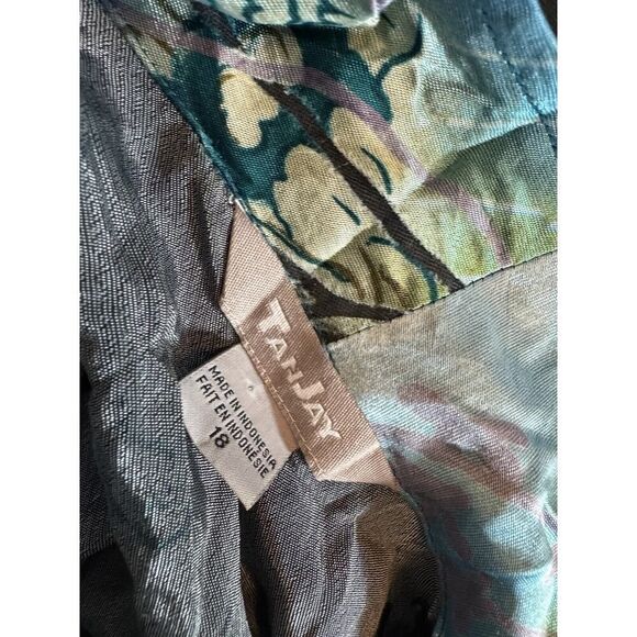 Tan Jay Velvet Burn Out Shacket Dark Floral 18 Plus 3/4 Sleeve Spring Light - Picture 7 of 7